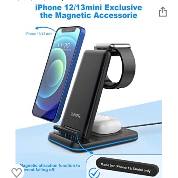 Zubarr three in one foldable wireless charger. NWOT - Picture 3 of 5